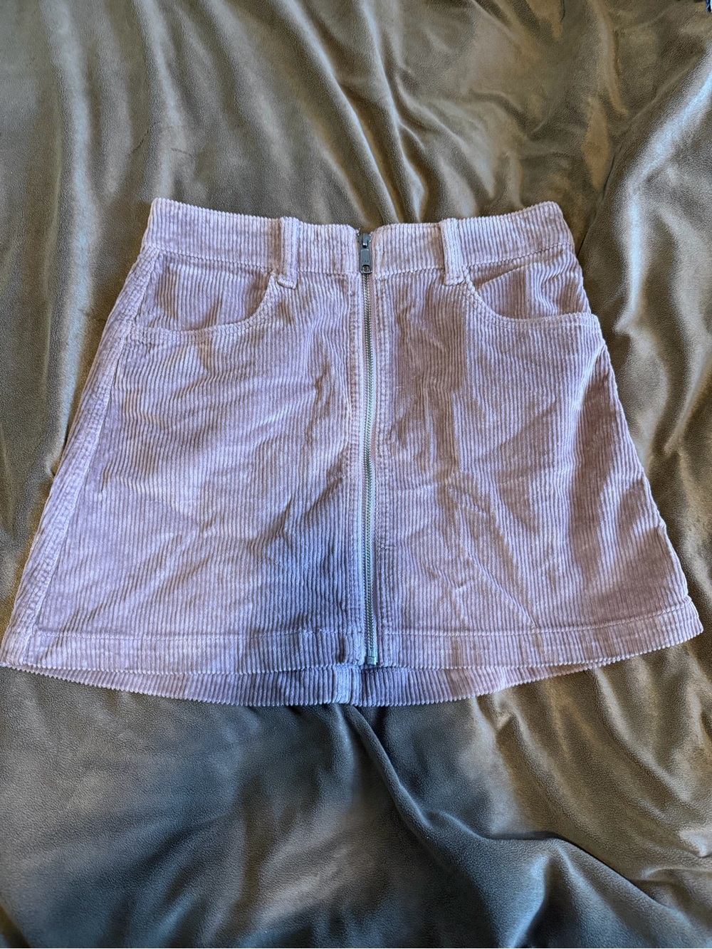 American Eagle Size 4 Pink Corduroy Front-Zip Mini Skirt